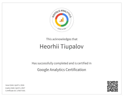 Google Analytics sertifikat