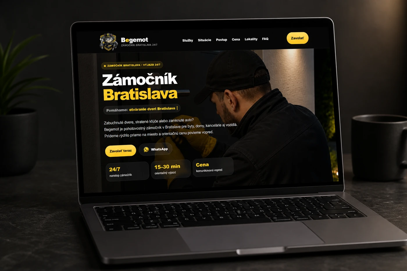Landingsside for åpning av bil i Bratislava